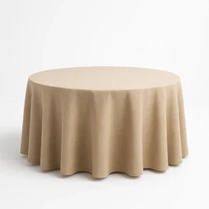 Mesa redonda para 10 personas mantel beige