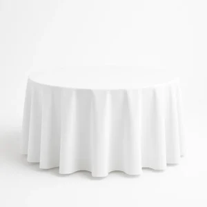 Mesa redonda para 10 personas mantel blanco