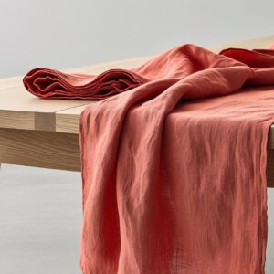 Camino de mesa de color rojo coral 280cm