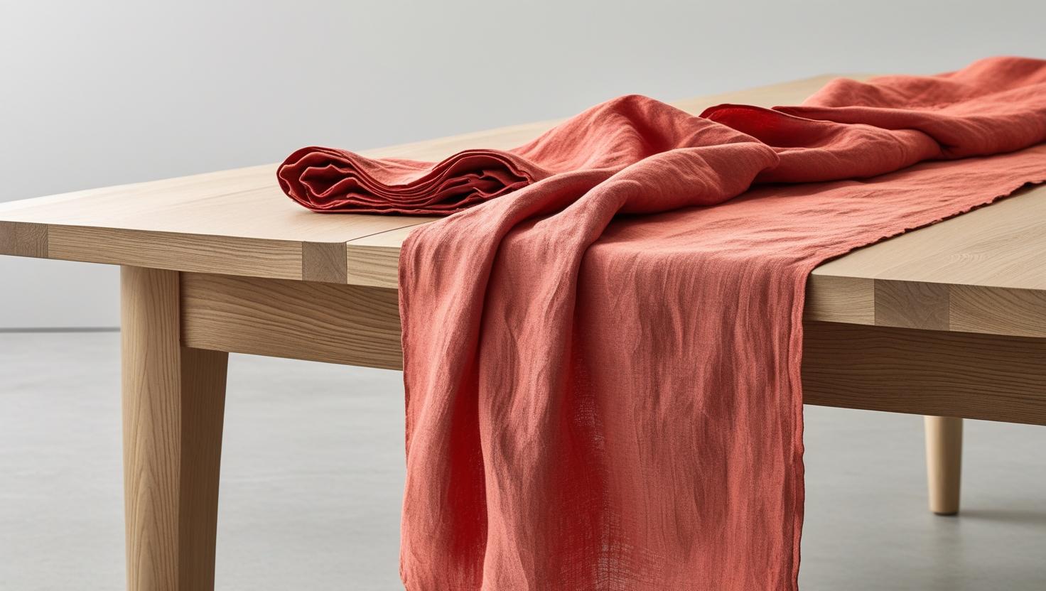 Camino de mesa de color rojo coral 280cm