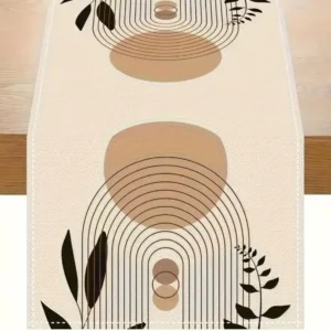 Camino de mesa beige con diseño